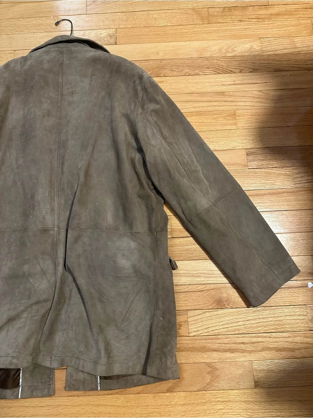 Ben Jacobson Taupe Leather Long Men’s Coat Size Large
